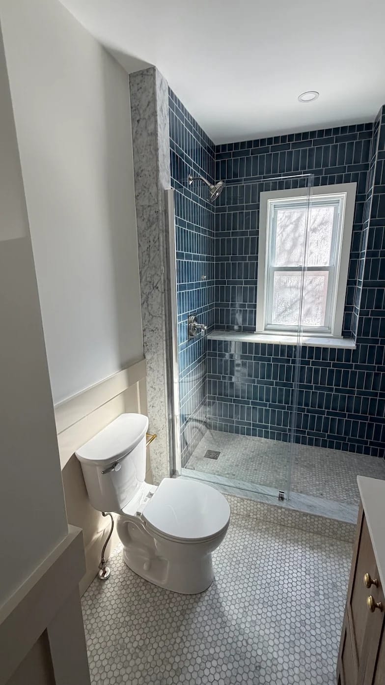 Blue Tile & Marble Bathroom